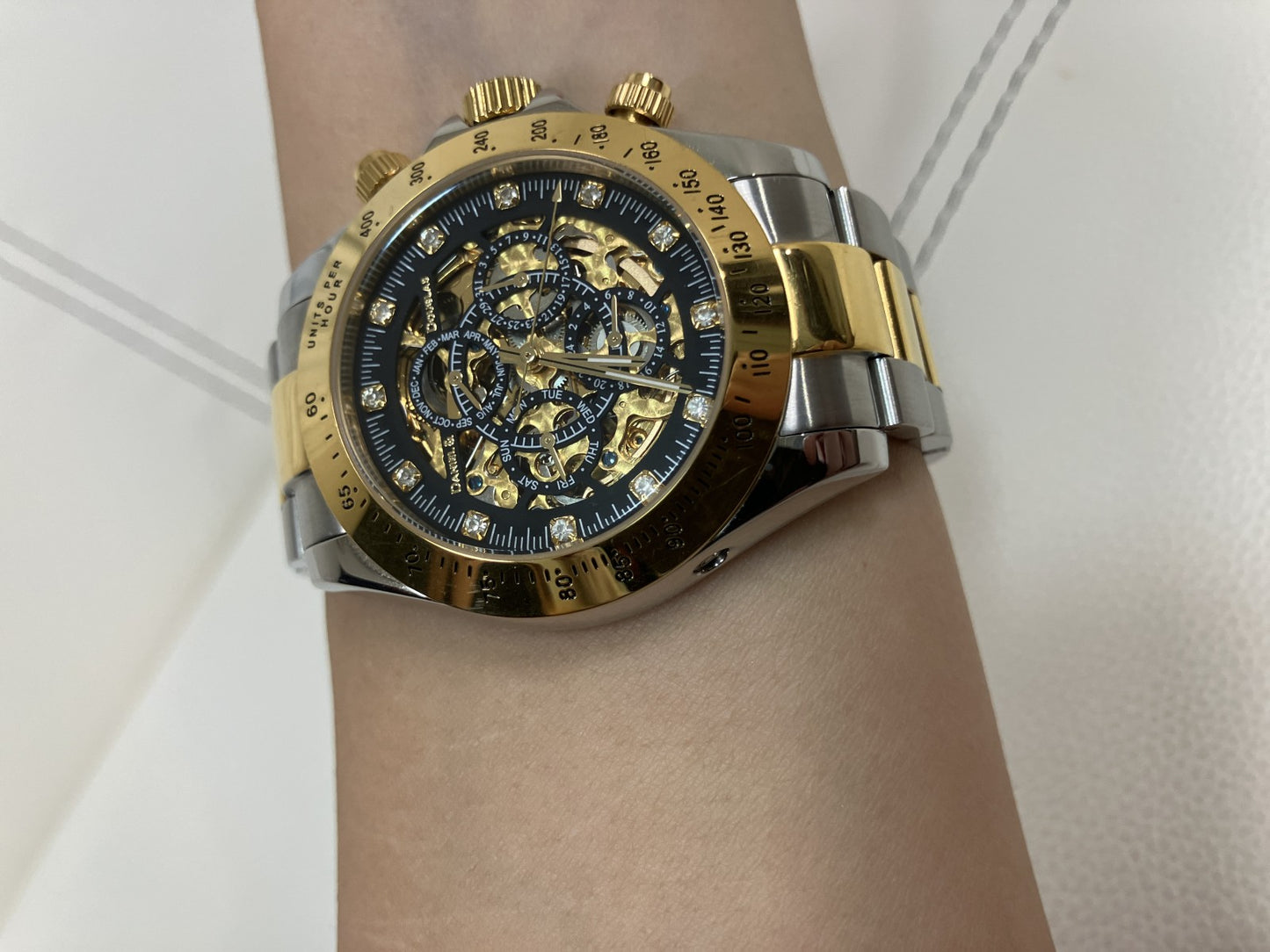 Daniel & Douglas DD8802 Automatic Skeleton Watch Gold Silver Mens