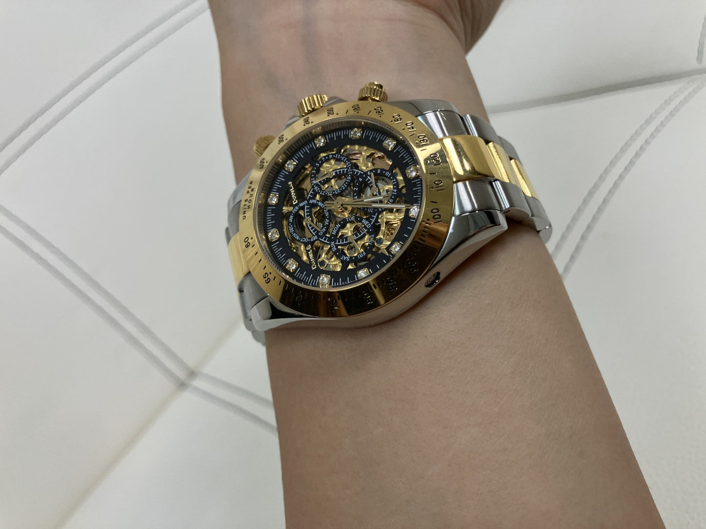 Daniel & Douglas DD8802 Automatic Skeleton Watch Gold Silver Mens