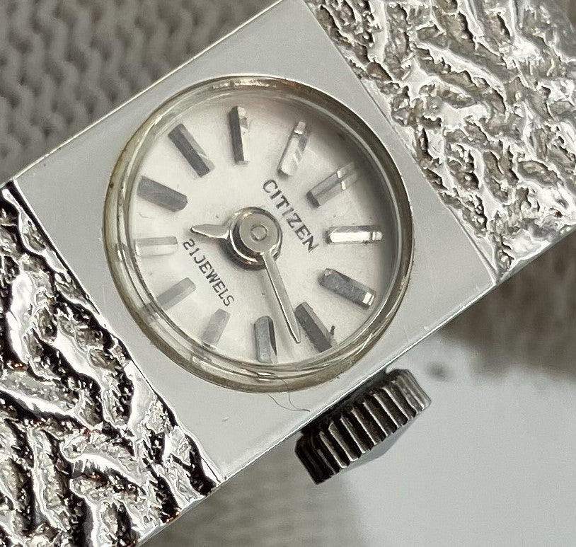 CITIZEN 21 jewels hand-wound wristwatch vintage silver case width 12mm wrist circumference 15cm
