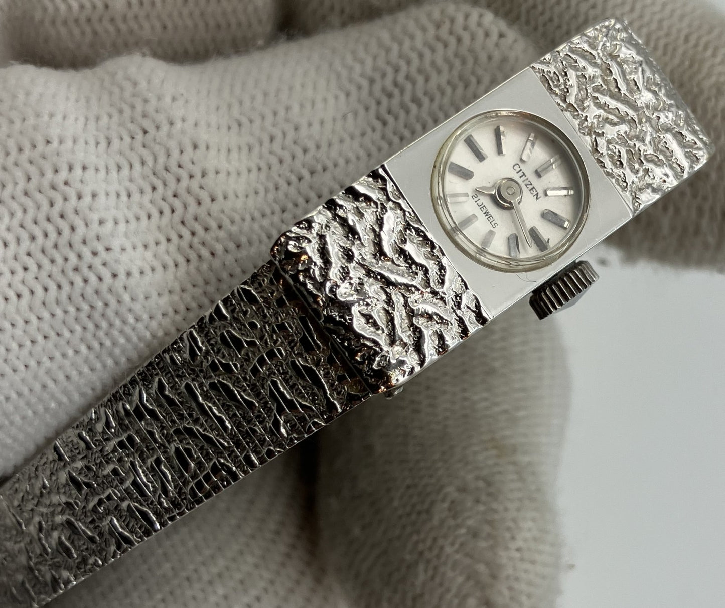 CITIZEN 21 jewels hand-wound wristwatch vintage silver case width 12mm wrist circumference 15cm