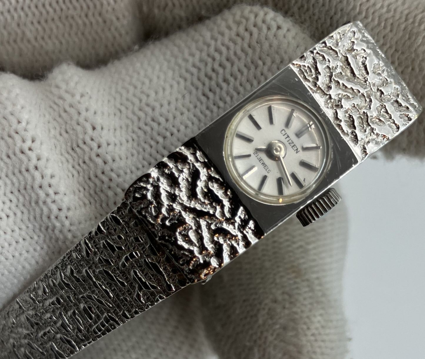 CITIZEN 21 jewels hand-wound wristwatch vintage silver case width 12mm wrist circumference 15cm