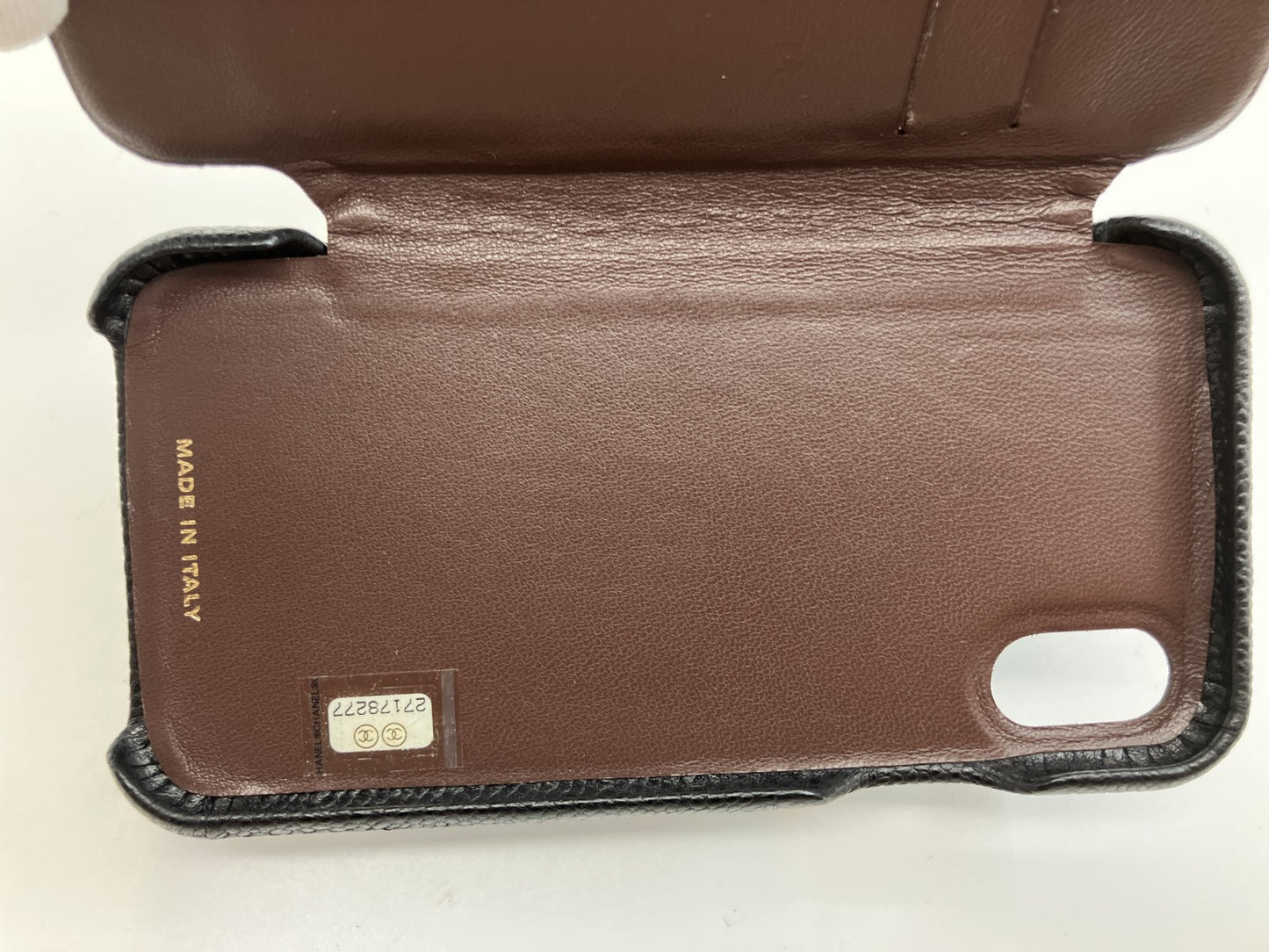 CHANEL Caviar Leather Flip iPhone Case Black CC Logo iPhone X XS w Box Auth