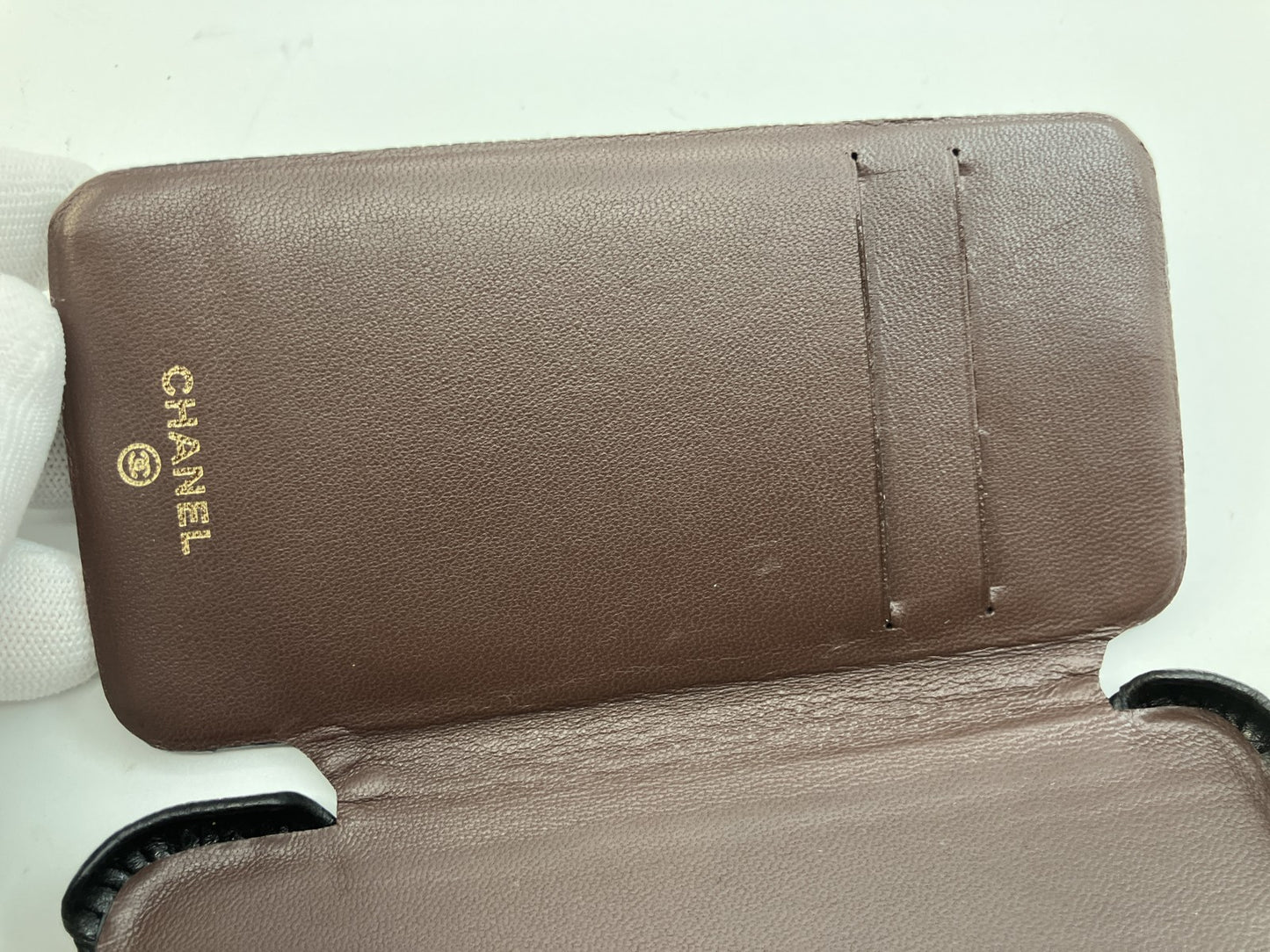 CHANEL Caviar Leather Flip iPhone Case Black CC Logo iPhone X XS w Box Auth