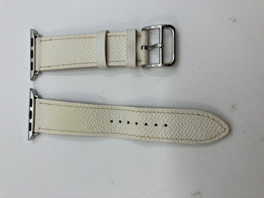 HERMES Apple Watch Band Strap Leather DT38 38mm (Fits 38/40/41) White/Off-White Made in France Box Pouch