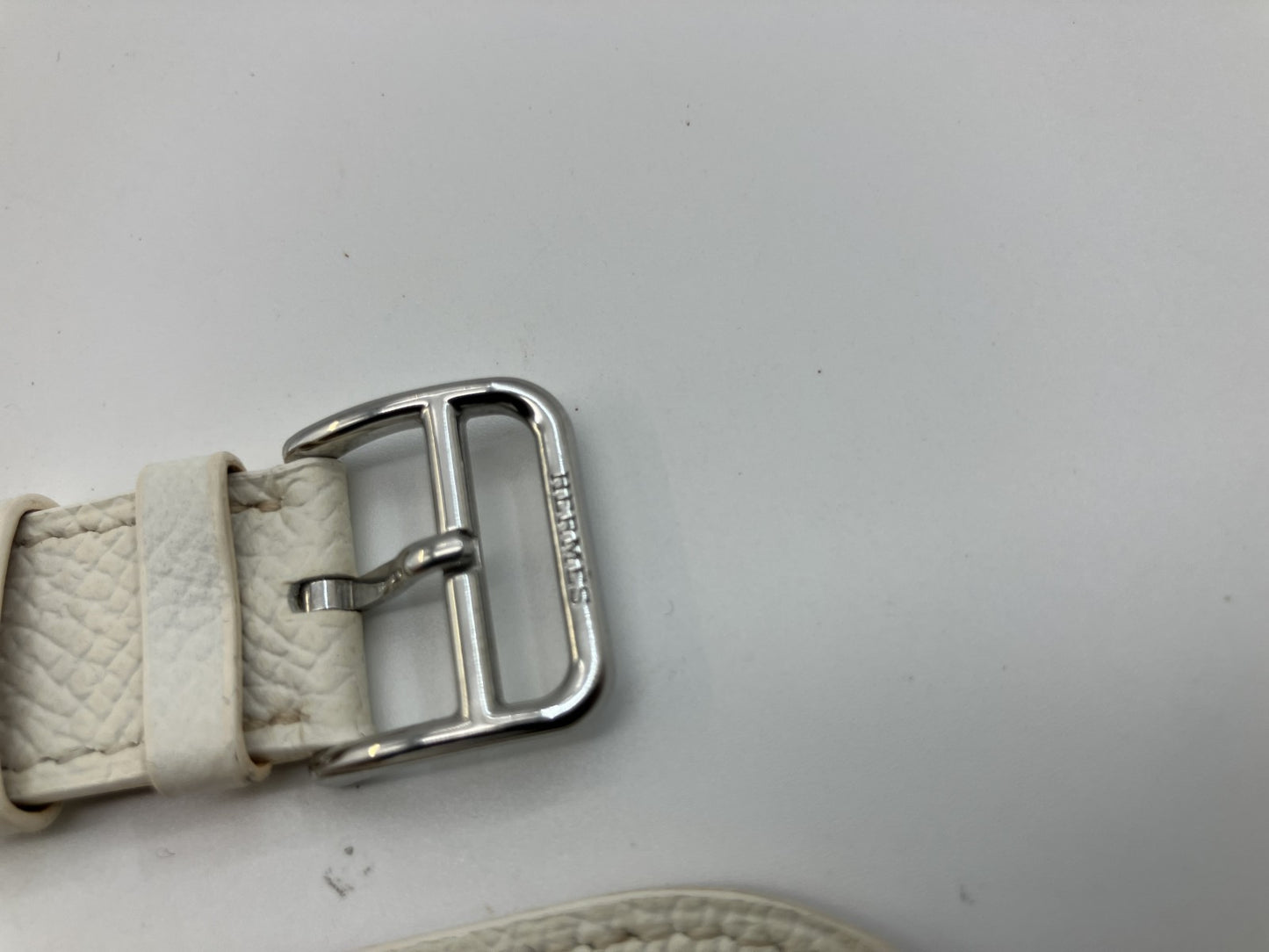 HERMES Apple Watch Band Strap Leather DT38 38mm (Fits 38/40/41) White/Off-White Made in France Box Pouch