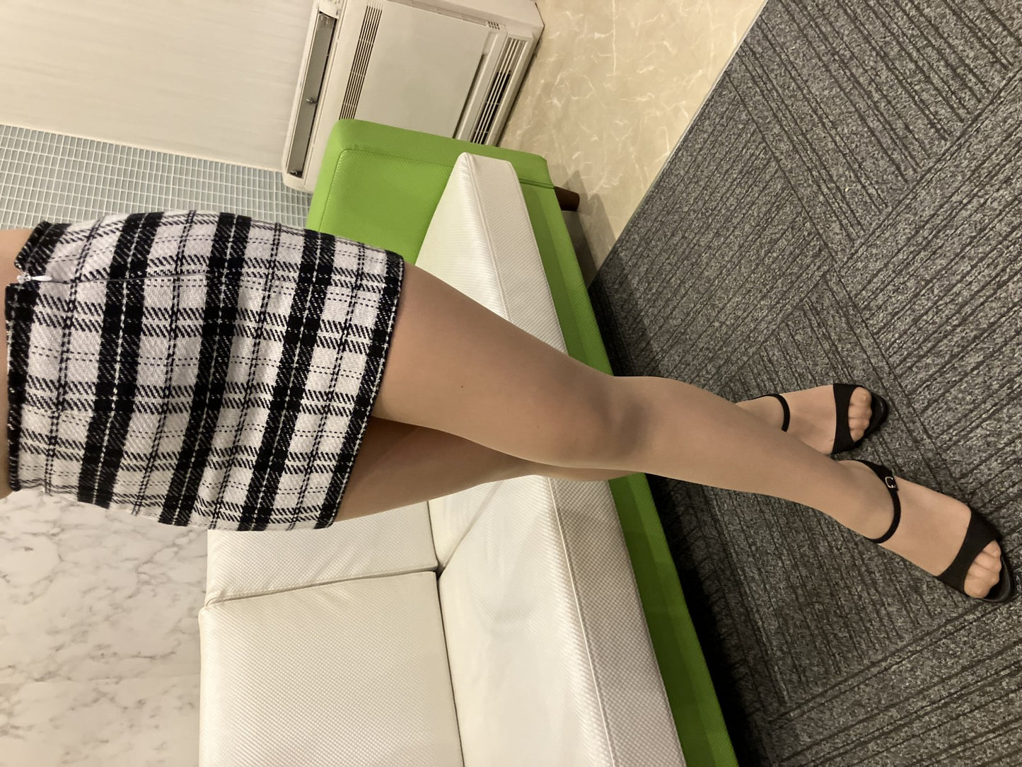 EGOIST Tweed Check Pattern Mini Skirt Size S Black and white monotone / Lined / Side zipper closure /