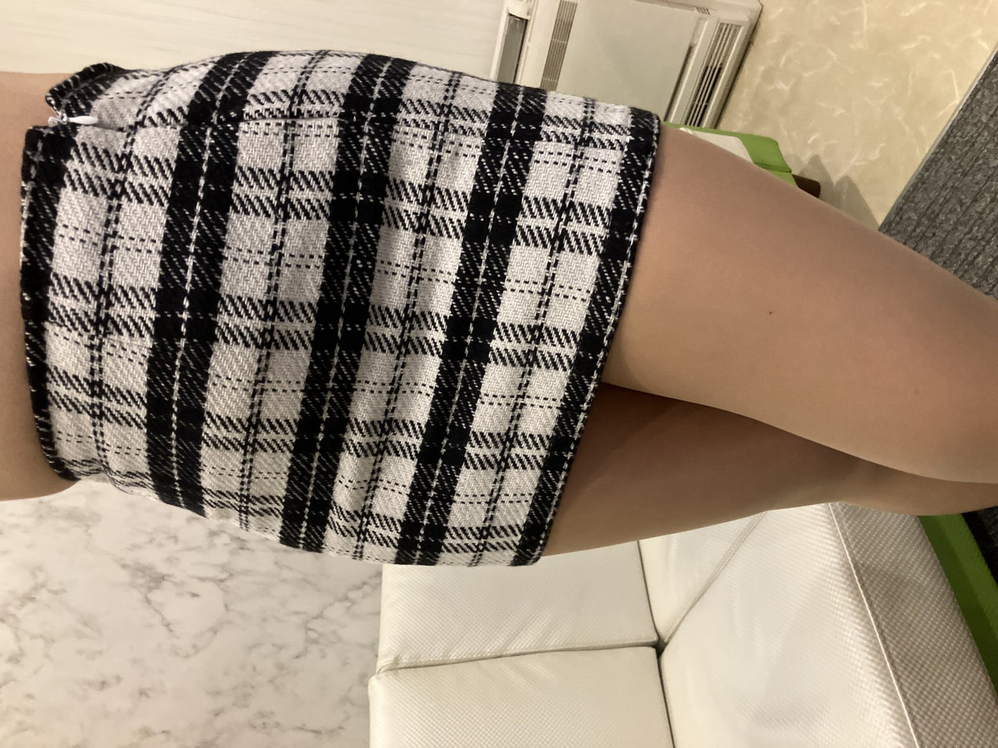 EGOIST Tweed Check Pattern Mini Skirt Size S Black and white monotone / Lined / Side zipper closure /