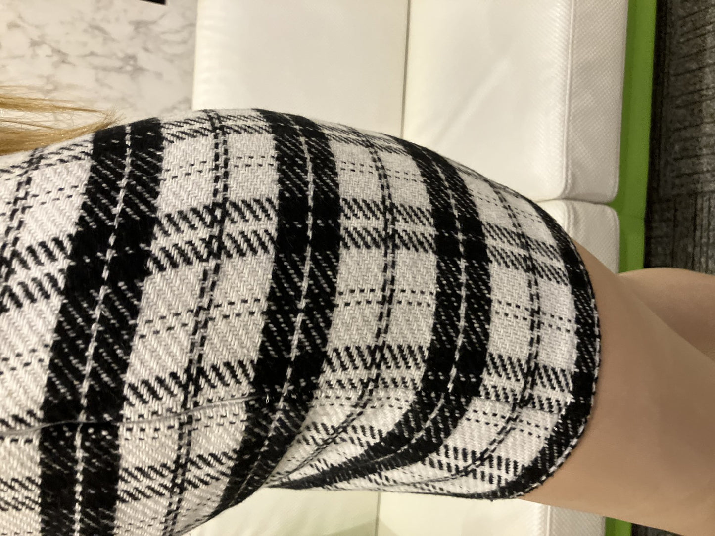 EGOIST Tweed Check Pattern Mini Skirt Size S Black and white monotone / Lined / Side zipper closure /