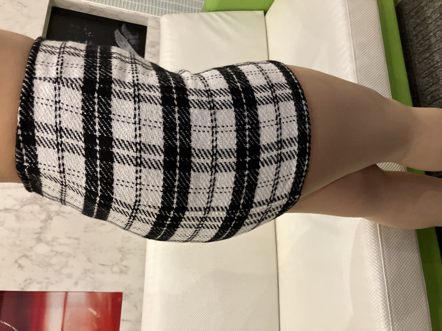 EGOIST Tweed Check Pattern Mini Skirt Size S Black and white monotone / Lined / Side zipper closure /