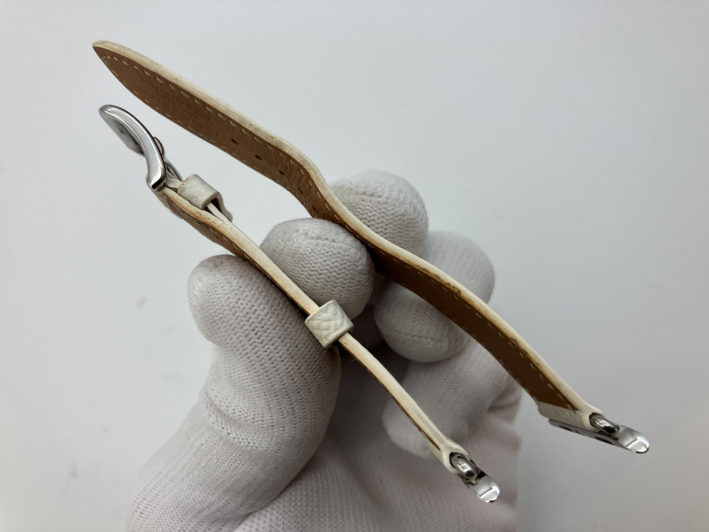 HERMES Apple Watch Band Strap Leather DT38 38mm (Fits 38/40/41) White/Off-White Made in France Box Pouch