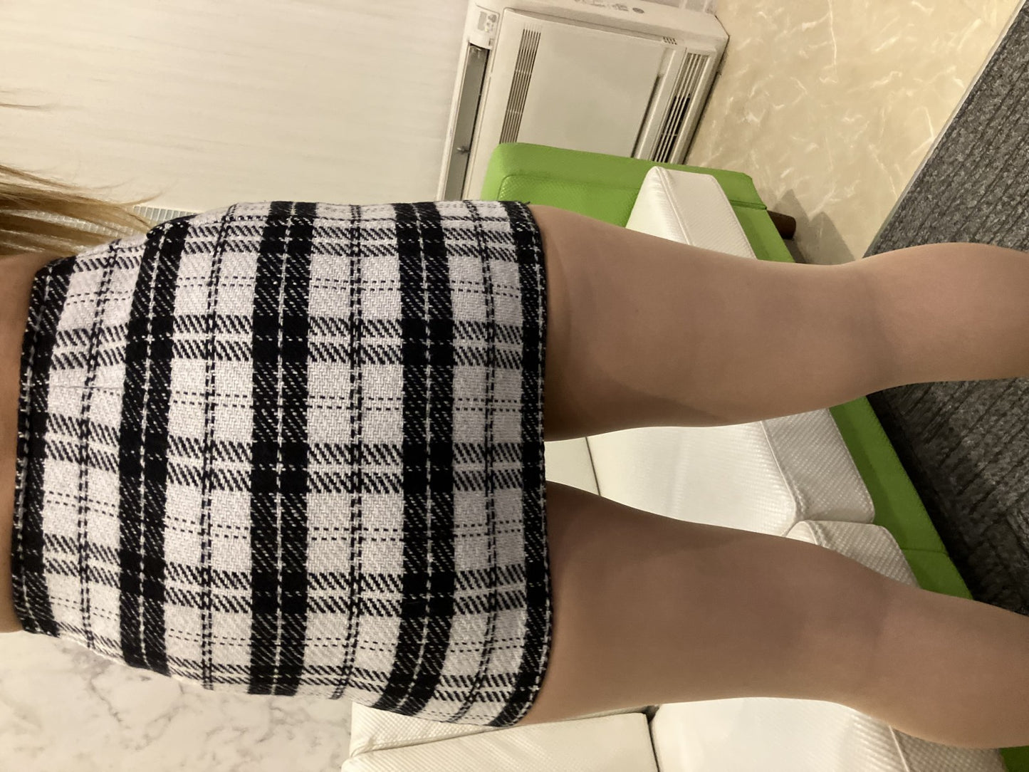EGOIST Tweed Check Pattern Mini Skirt Size S Black and white monotone / Lined / Side zipper closure /