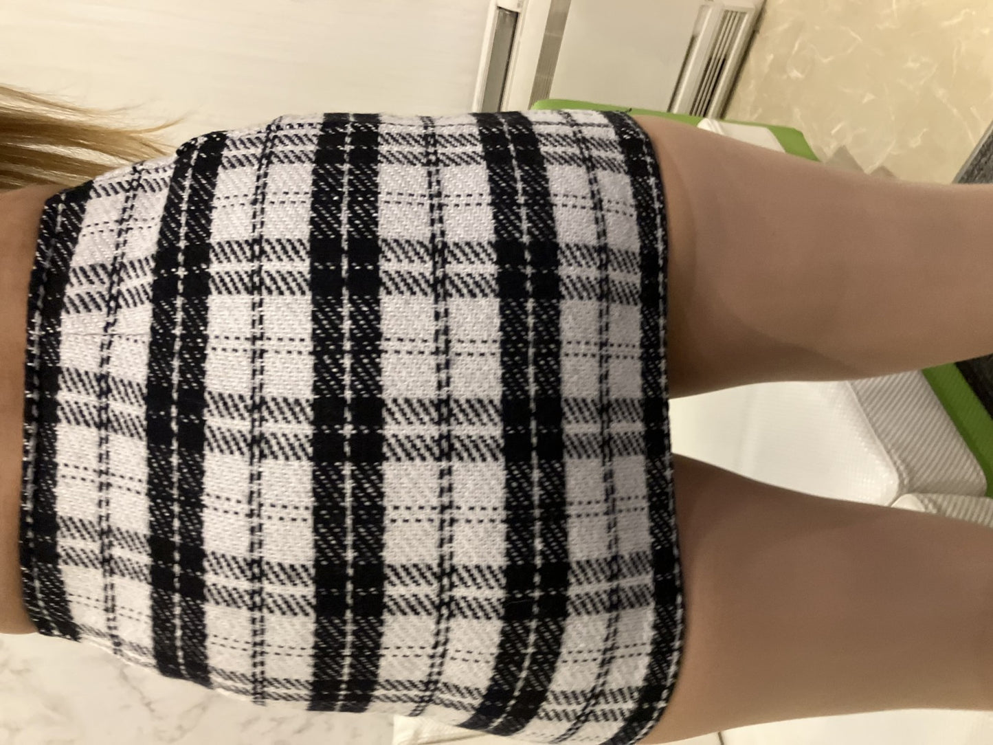 EGOIST Tweed Check Pattern Mini Skirt Size S Black and white monotone / Lined / Side zipper closure /