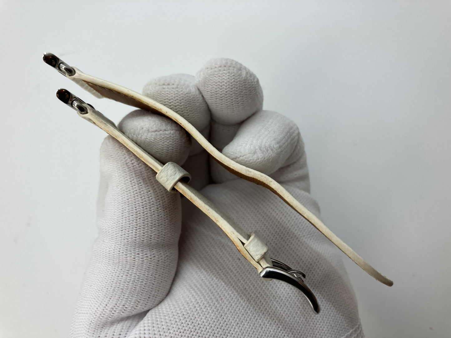 HERMES Apple Watch Band Strap Leather DT38 38mm (Fits 38/40/41) White/Off-White Made in France Box Pouch