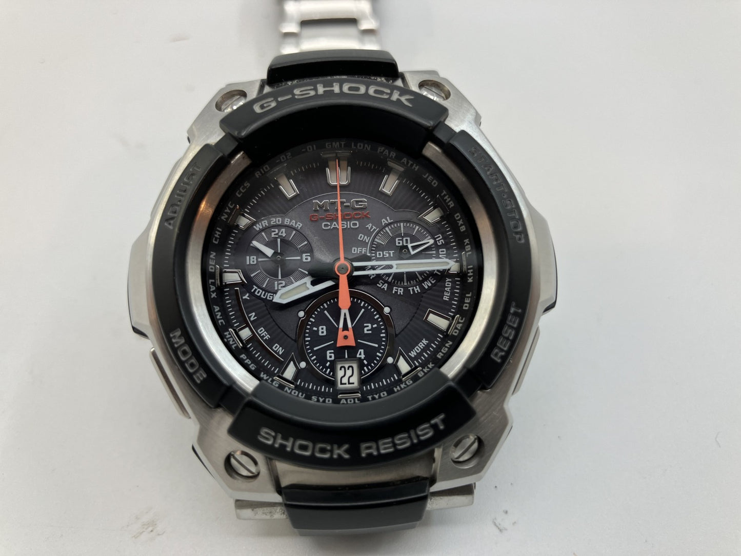 G-SHOCK MTG-1000 Radio Solar Powered Watch Casio Men's Full Analog Display High-end Stainless Steel Model 1.9" Working Silver Black Dial Tough Solar Powered Multiband 5 Waterproof 20 ATM