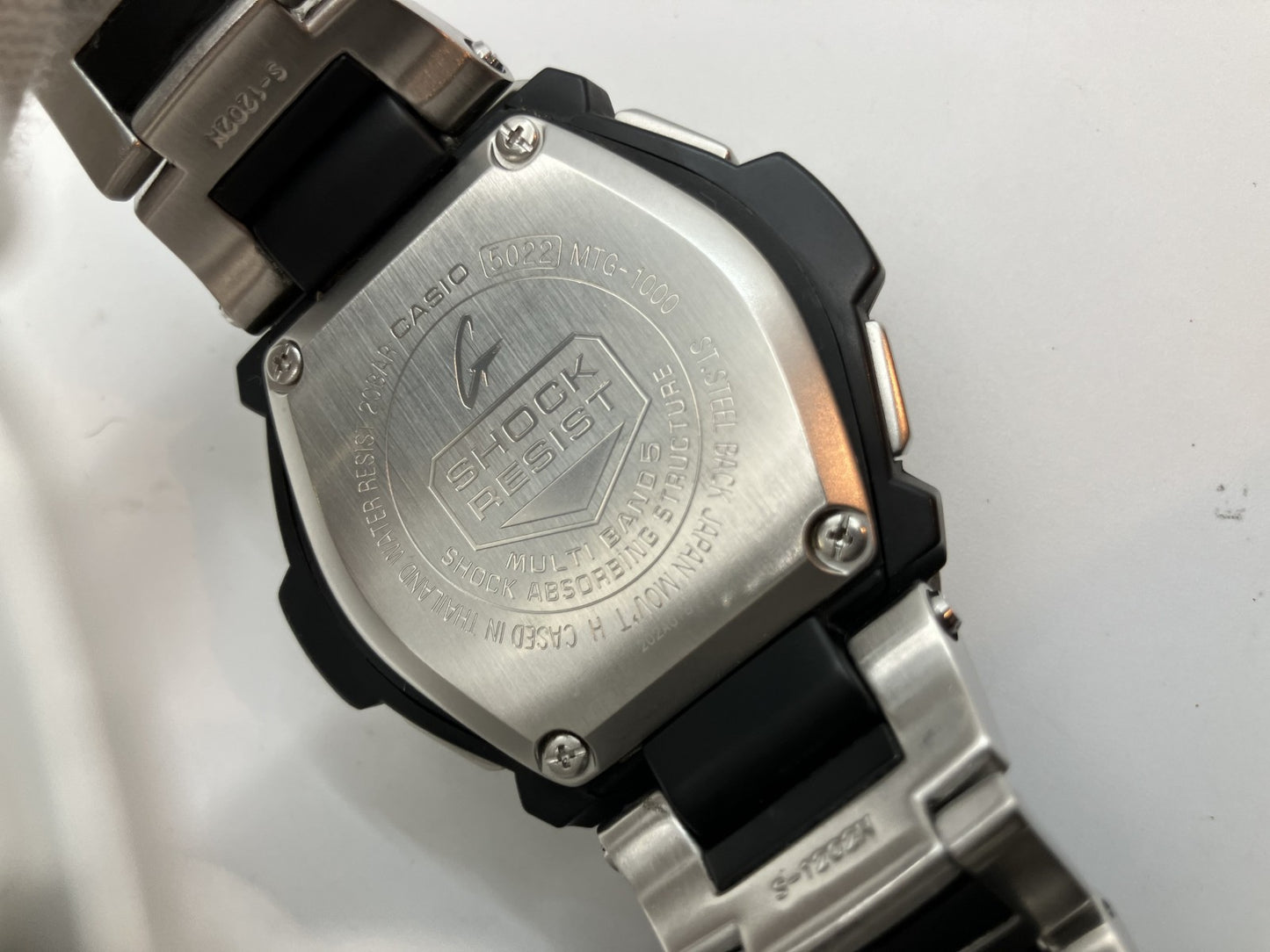 G-SHOCK MTG-1000 Radio Solar Powered Watch Casio Men's Full Analog Display High-end Stainless Steel Model 1.9" Working Silver Black Dial Tough Solar Powered Multiband 5 Waterproof 20 ATM