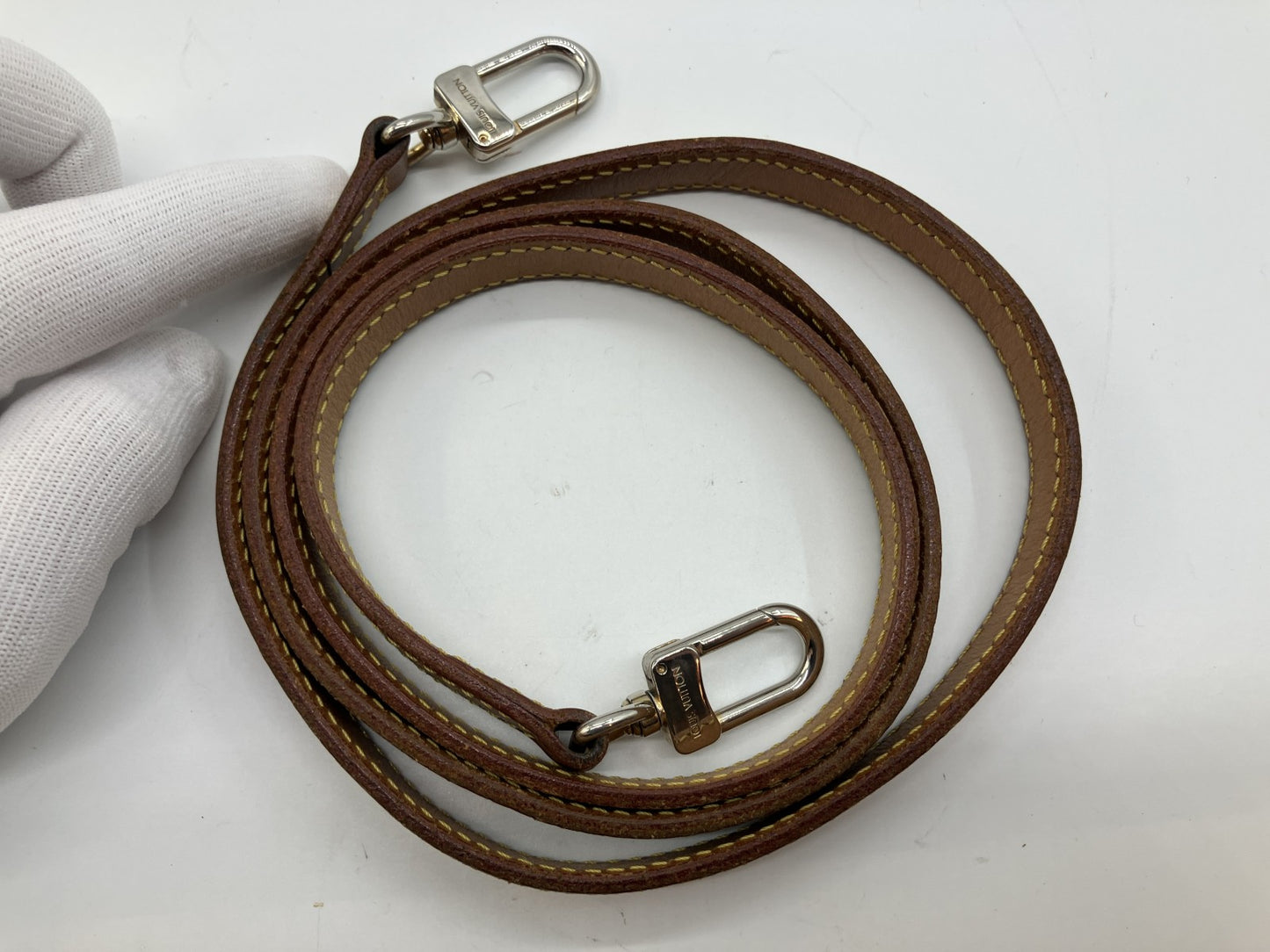 Louis Vuitton Vachetta Leather Shoulder Strap Brown Silver Hardware 120cm