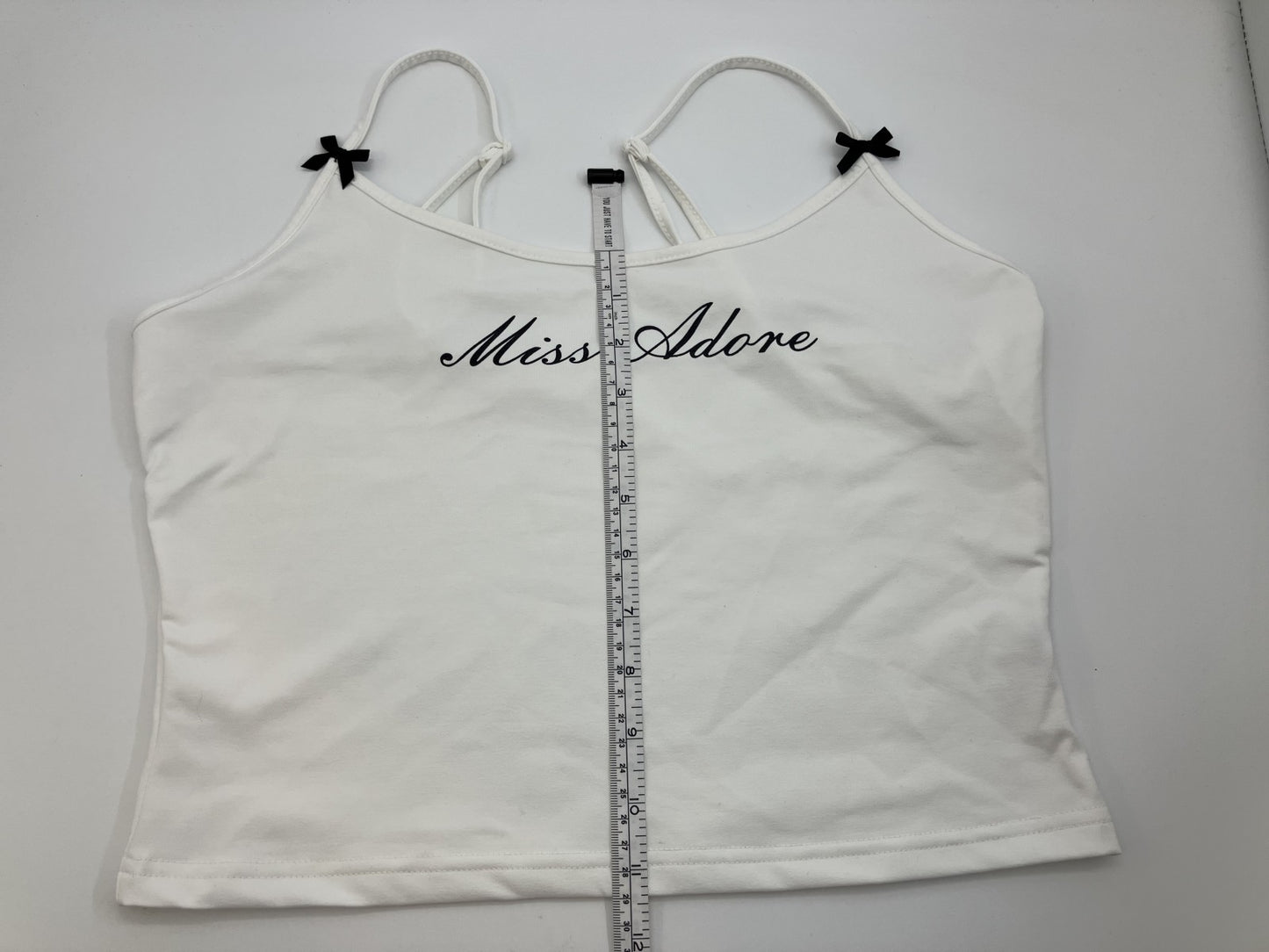 Camisole top, white, Miss Adore, with ribbon, for women, summer, sleeveless, tank top style, pants sold separately,