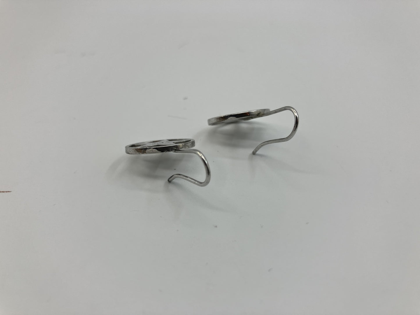 Dior Star Logo Hook Earrings Silver Tone 1.6cm Authentic Made in France