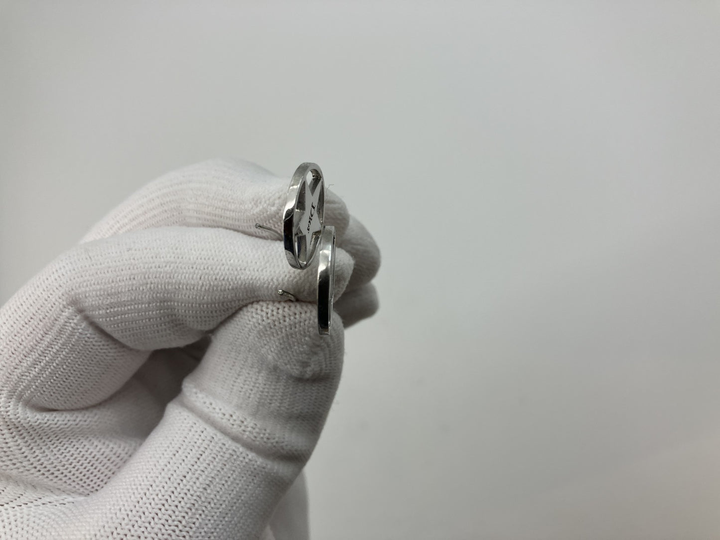 Dior Star Logo Hook Earrings Silver Tone 1.6cm Authentic Made in France