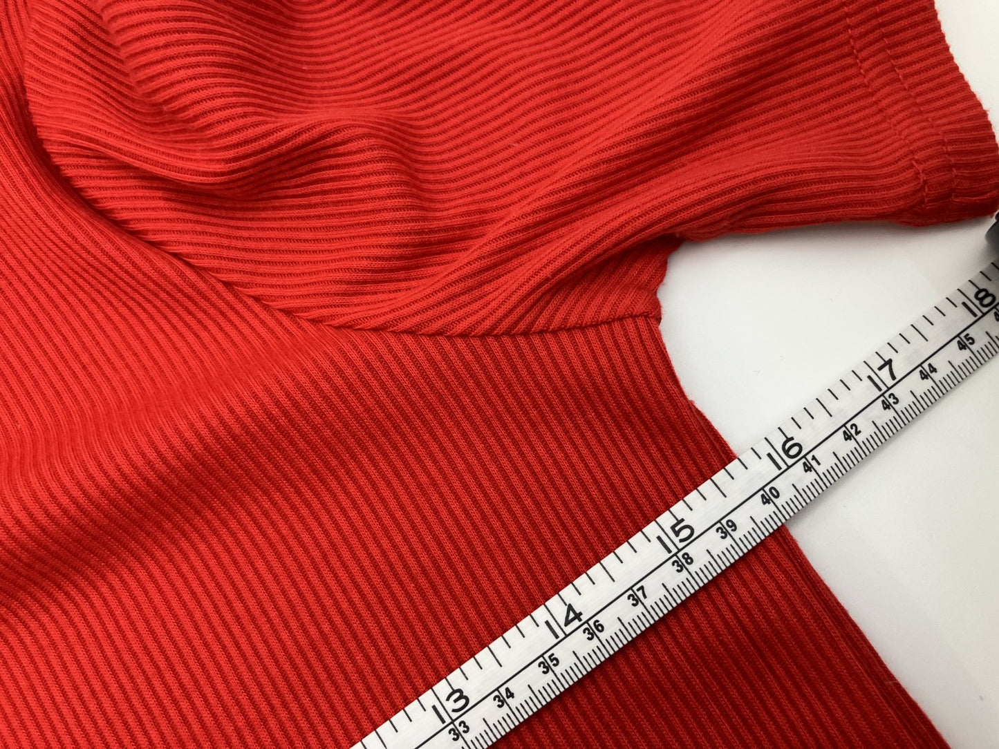 ANGELINA Tops, Short Sleeves, Red, Ribbed, Cropped Length, Lace-up Design, Women's, Stretchable Material, T-Shirt Style Cut and Sewn, Pants Sold Separately,