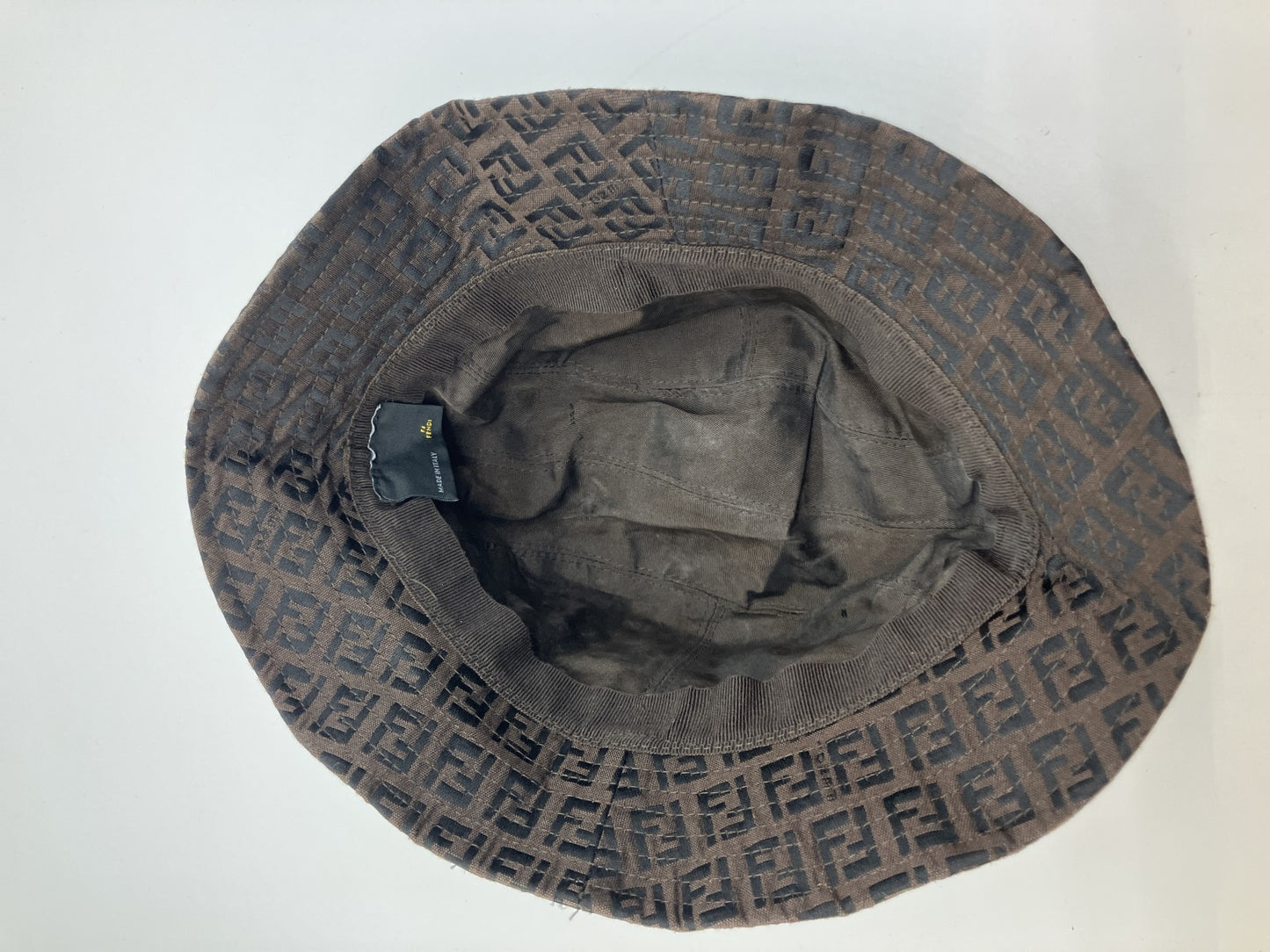 FENDI Zucca FF Monogram Bucket Hat Brown Black M Made in Italy