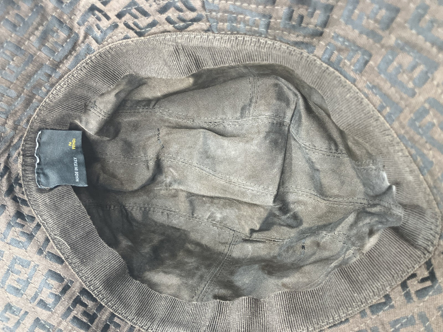 FENDI Zucca FF Monogram Bucket Hat Brown Black M Made in Italy