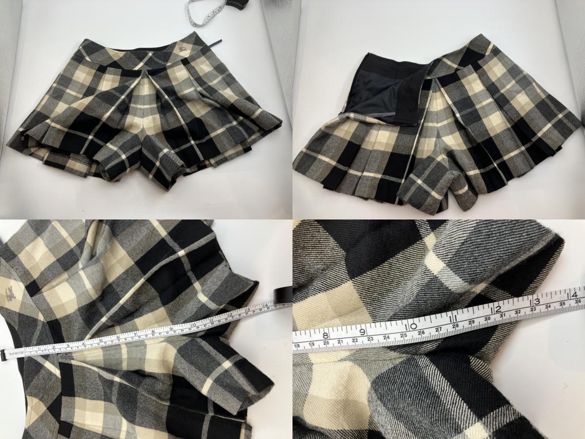 BURBERRY Blue Label Check Pattern Culottes Skirt 36 & Logo Top FAF01-655 Black 38 Women's Top and Bottom Set Outfit Burberry Setup Authentic Second-hand Goods Dealer Licensed