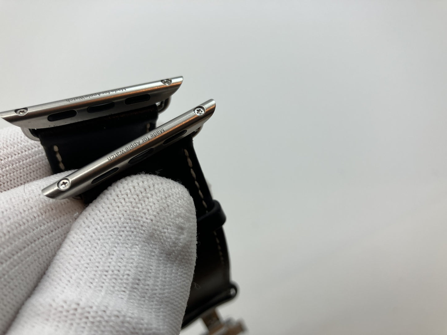 HERMES Apple Watch Genuine Leather Band Black 42 44 45mm Compatible Authentic Boxed