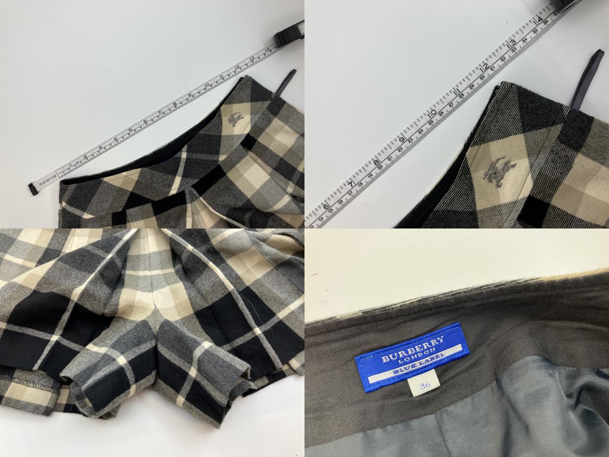 BURBERRY Blue Label Check Pattern Culottes Skirt 36 & Logo Top FAF01-655 Black 38 Women's Top and Bottom Set Outfit Burberry Setup Authentic Second-hand Goods Dealer Licensed