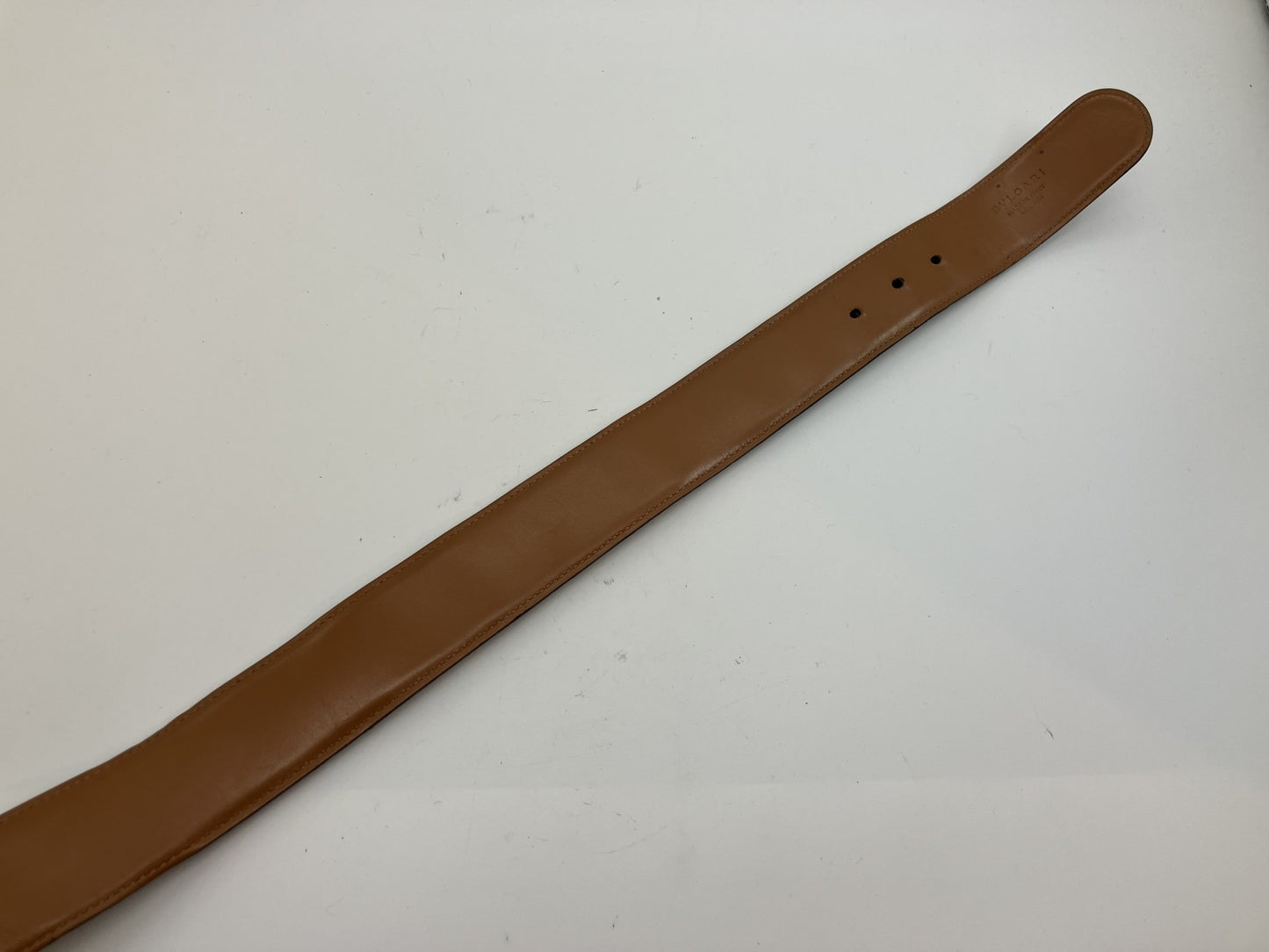 BVLGARI Belt Circle Length 95cm(37.40 inch) Width 4cm(1.57 inch) Brown & Gold