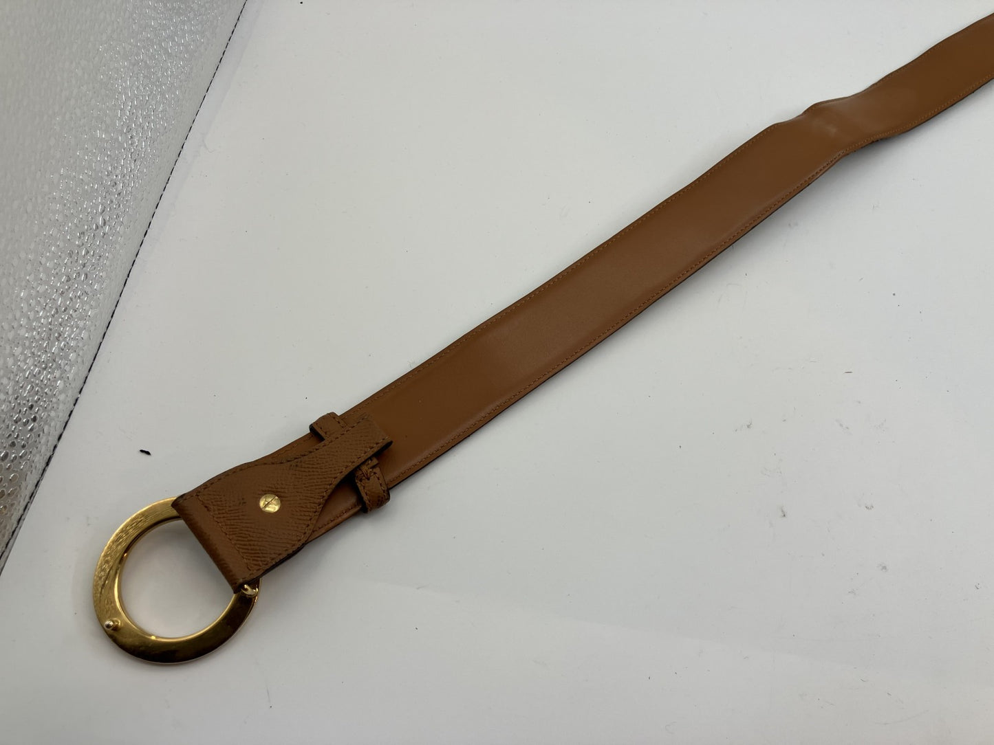 BVLGARI Belt Circle Length 95cm(37.40 inch) Width 4cm(1.57 inch) Brown & Gold