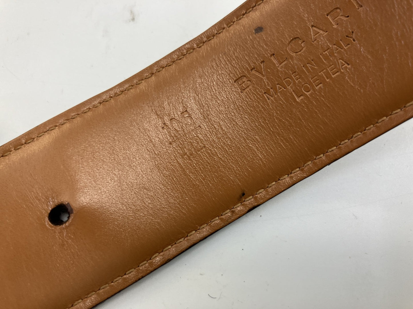 BVLGARI Belt Circle Length 95cm(37.40 inch) Width 4cm(1.57 inch) Brown & Gold