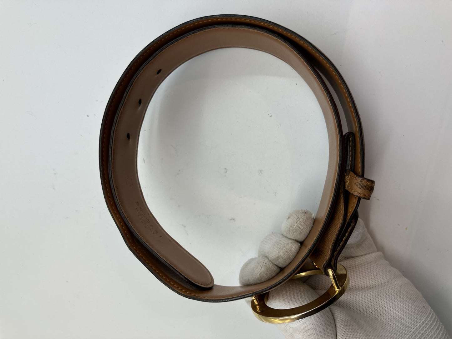 BVLGARI Circle Belt, Total Length 95cm (37.40 inch) Width 4cm (1.57 inch), Brown &amp; Gold, Free Shipping 