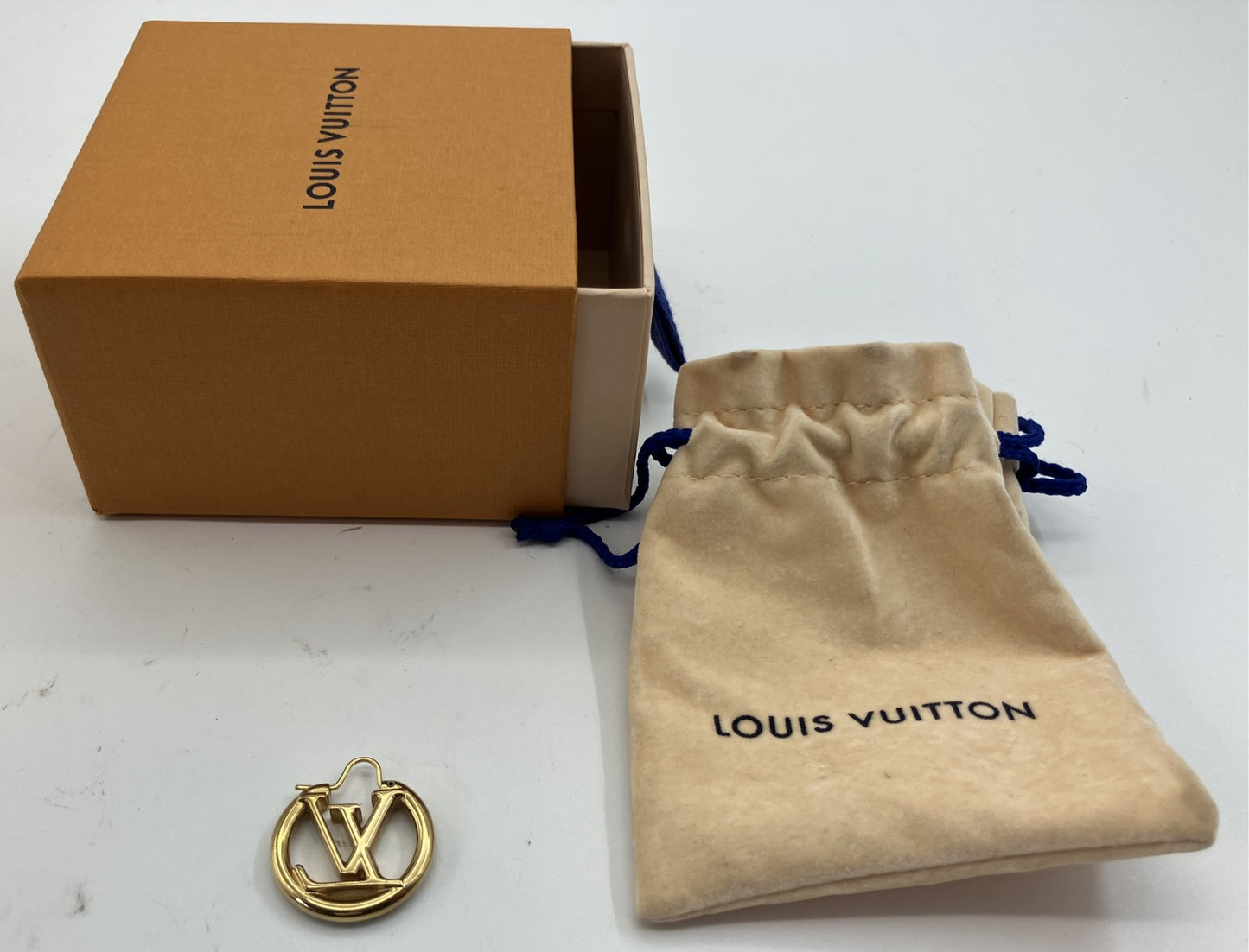 LOUIS VUITTON M00396 D'oreille Louise Earrings, One Piece Only, Box and Bag Included, Gold, Free Shipping 