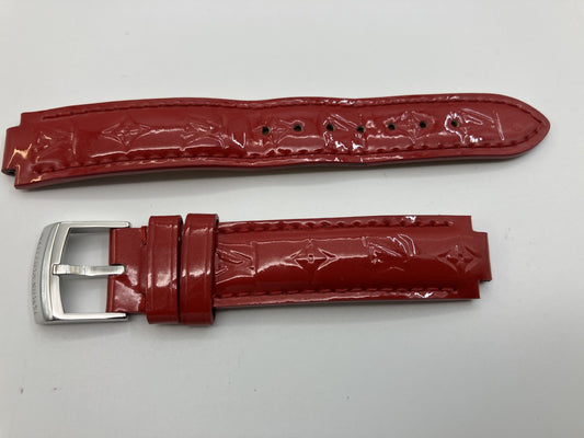 LOUIS VUITTON Vernis Leather Watch Strap Red 14mm Made in France Authentic