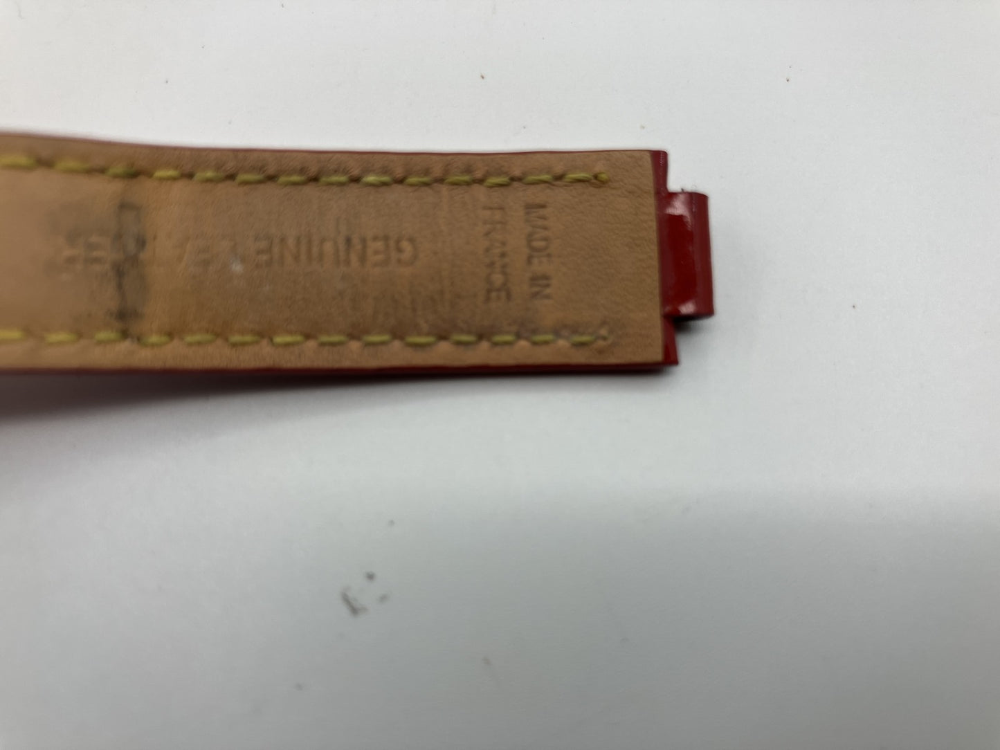 LOUIS VUITTON Vernis Leather Watch Strap Red 14mm Made in France Authentic