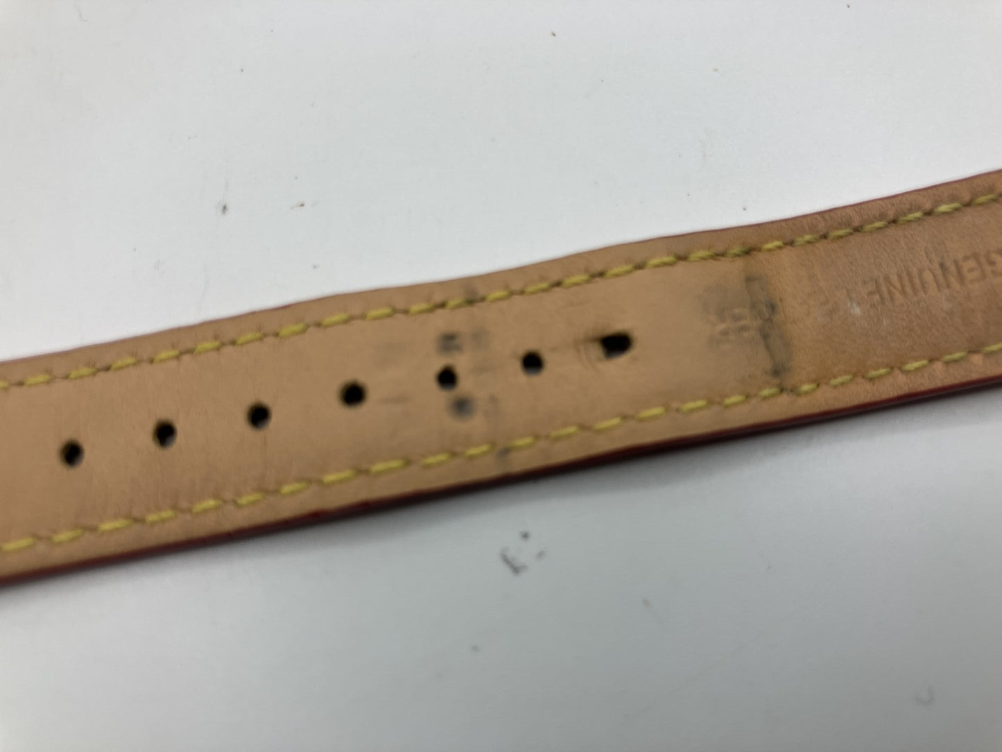 LOUIS VUITTON Vernis Leather Watch Strap Red 14mm Made in France Authentic