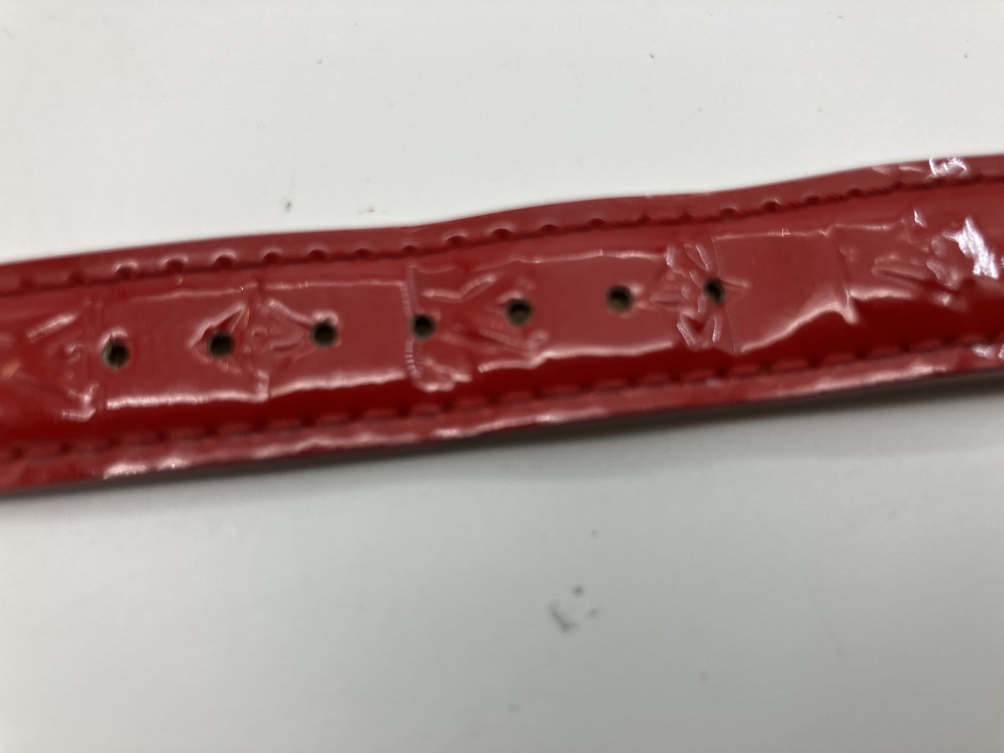 LOUIS VUITTON Vernis Leather Watch Strap Red 14mm Made in France Authentic