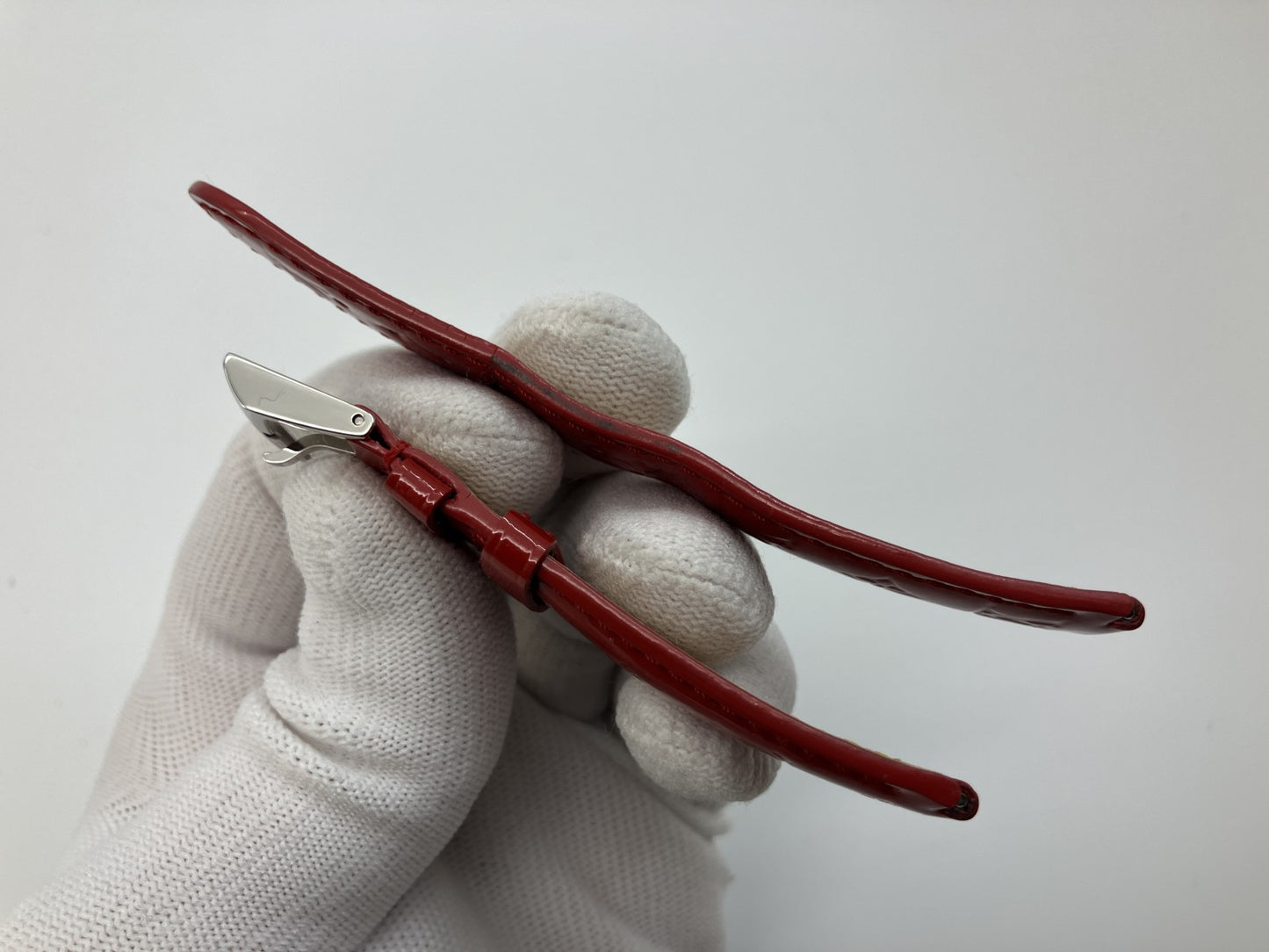 LOUIS VUITTON Vernis Leather Watch Strap Red 14mm Made in France Authentic