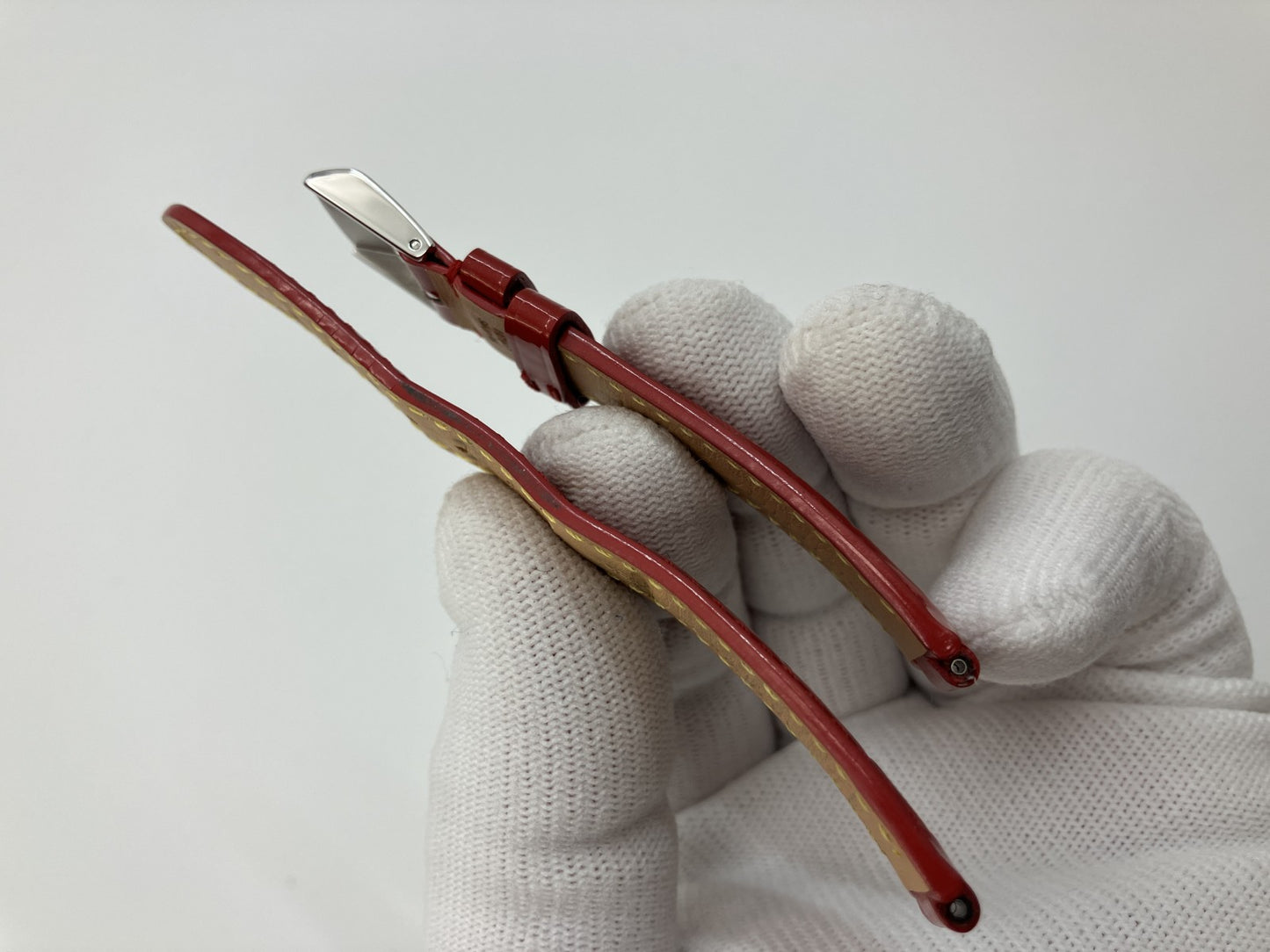 LOUIS VUITTON Vernis Leather Watch Strap Red 14mm Made in France Authentic