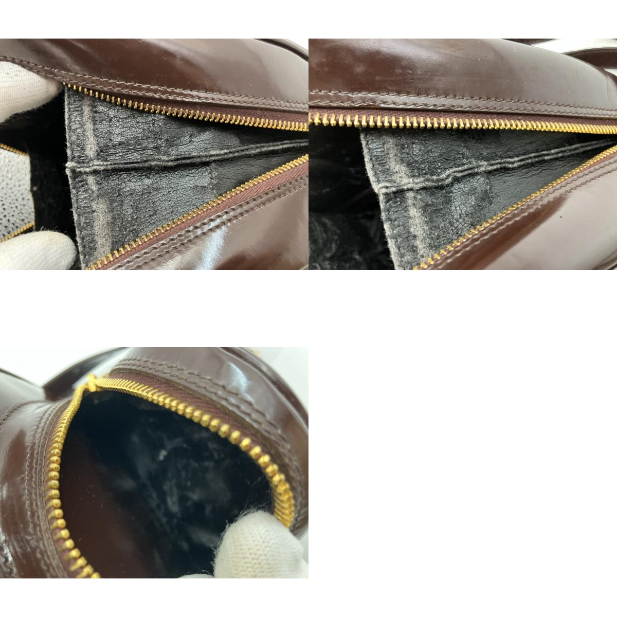 Gucci Bamboo Patent Leather Waist Body Bag Brown Italy Vintage 00334440127
