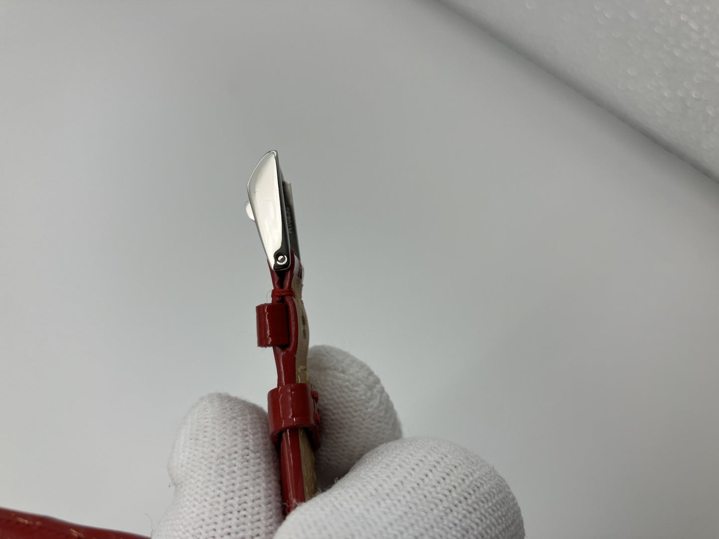 LOUIS VUITTON Vernis Leather Watch Strap Red 14mm Made in France Authentic