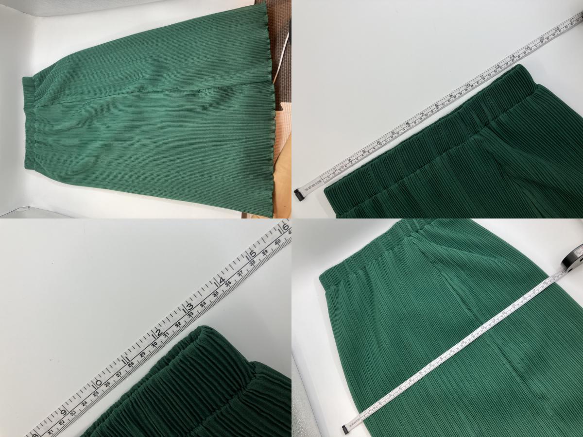 Used Yoko Chan YOKO CHAN Black Off Shoulder Ruffle Top Size 40 & Pleated Skirt Green Set Up Coordination Flare Style Women's Figure Covering Fashionable Clean Elegant Mode