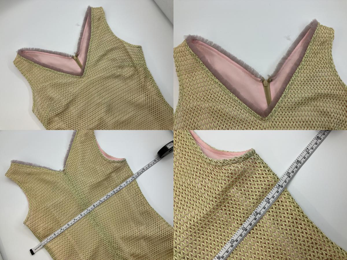 TOCCA One-piece dress, beige brown, sleeveless, pink lining, size 4, total length around 43.3",