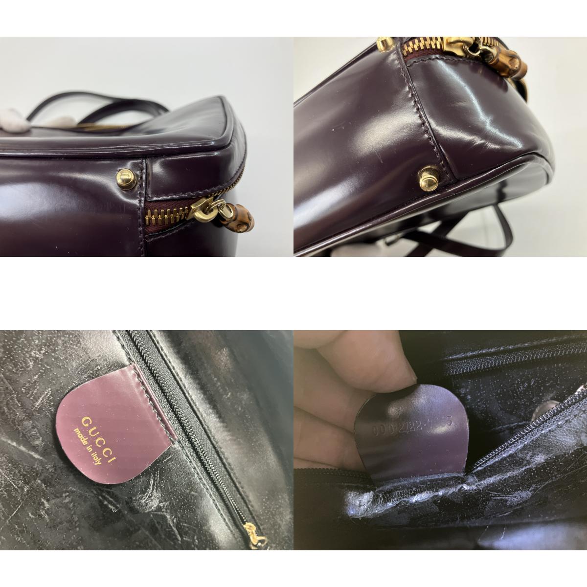 Gucci Vintage Burgundy Leather 2Way Shoulder Hand Bag Bamboo Italy
