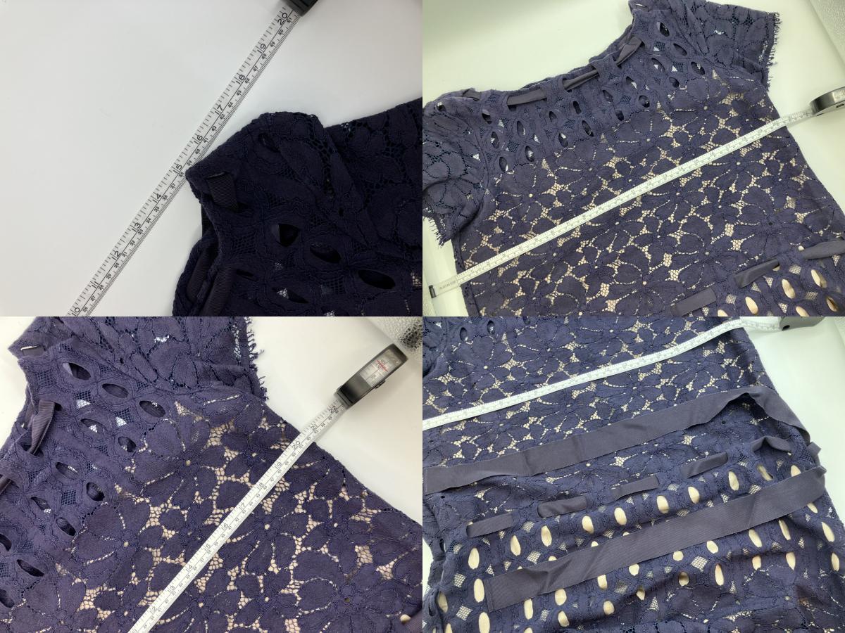 LANVIN Lace dress, dark purple navy, lined, size 34, elegant, high-class,