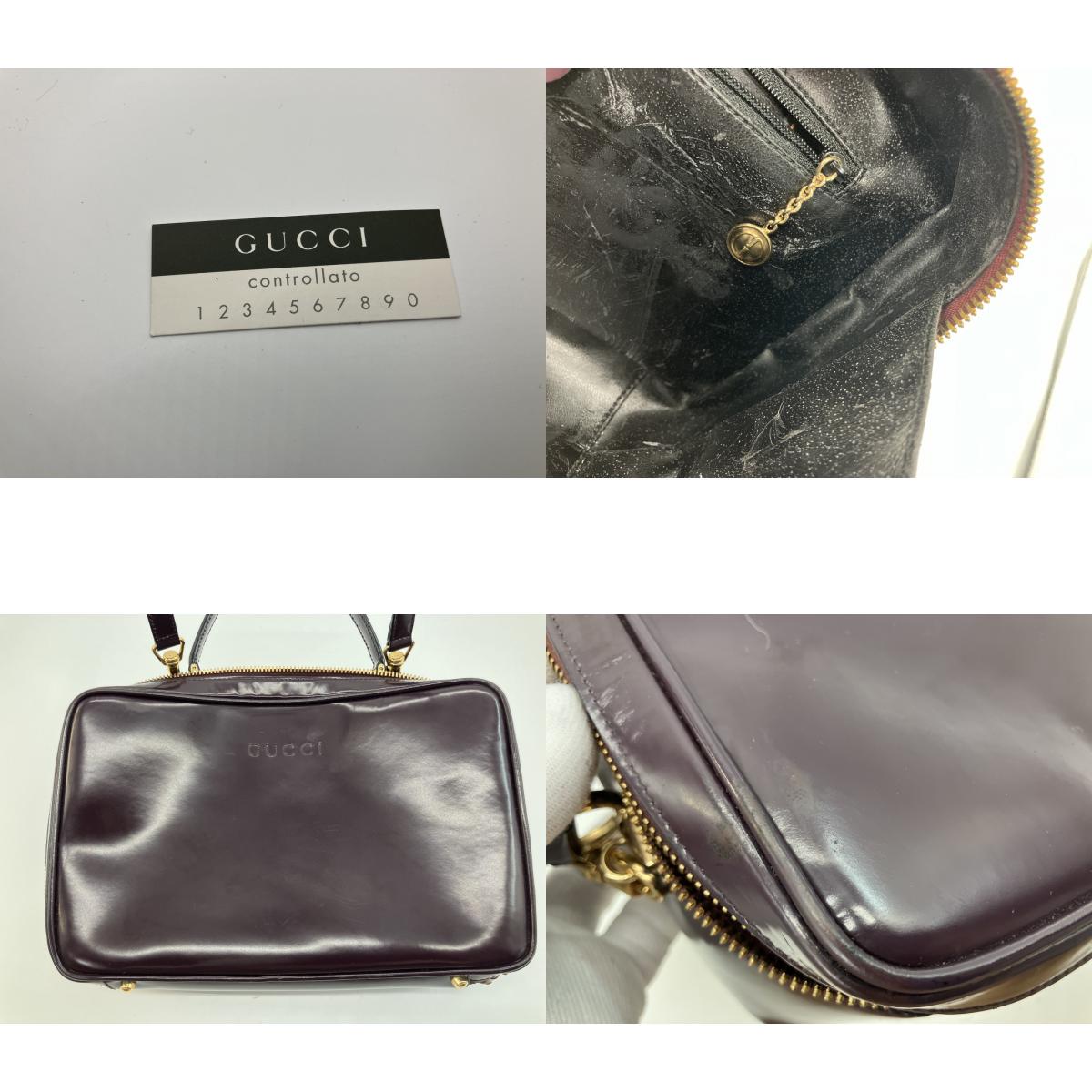 Gucci Vintage Burgundy Leather 2Way Shoulder Hand Bag Bamboo Italy