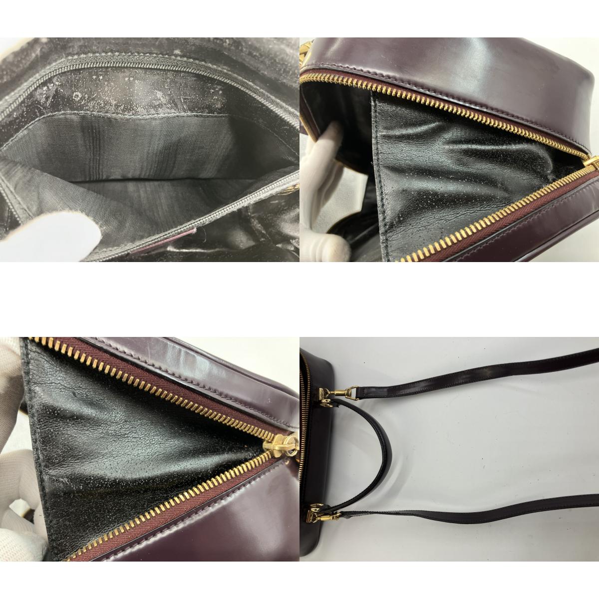 Gucci Vintage Burgundy Leather 2Way Shoulder Hand Bag Bamboo Italy