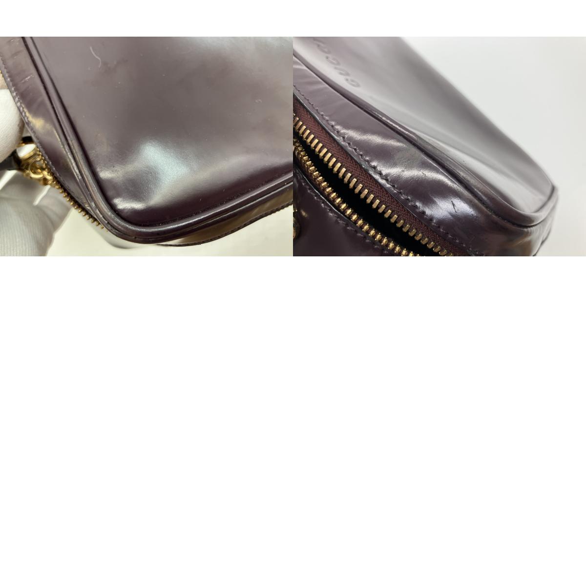 Gucci Vintage Burgundy Leather 2Way Shoulder Hand Bag Bamboo Italy