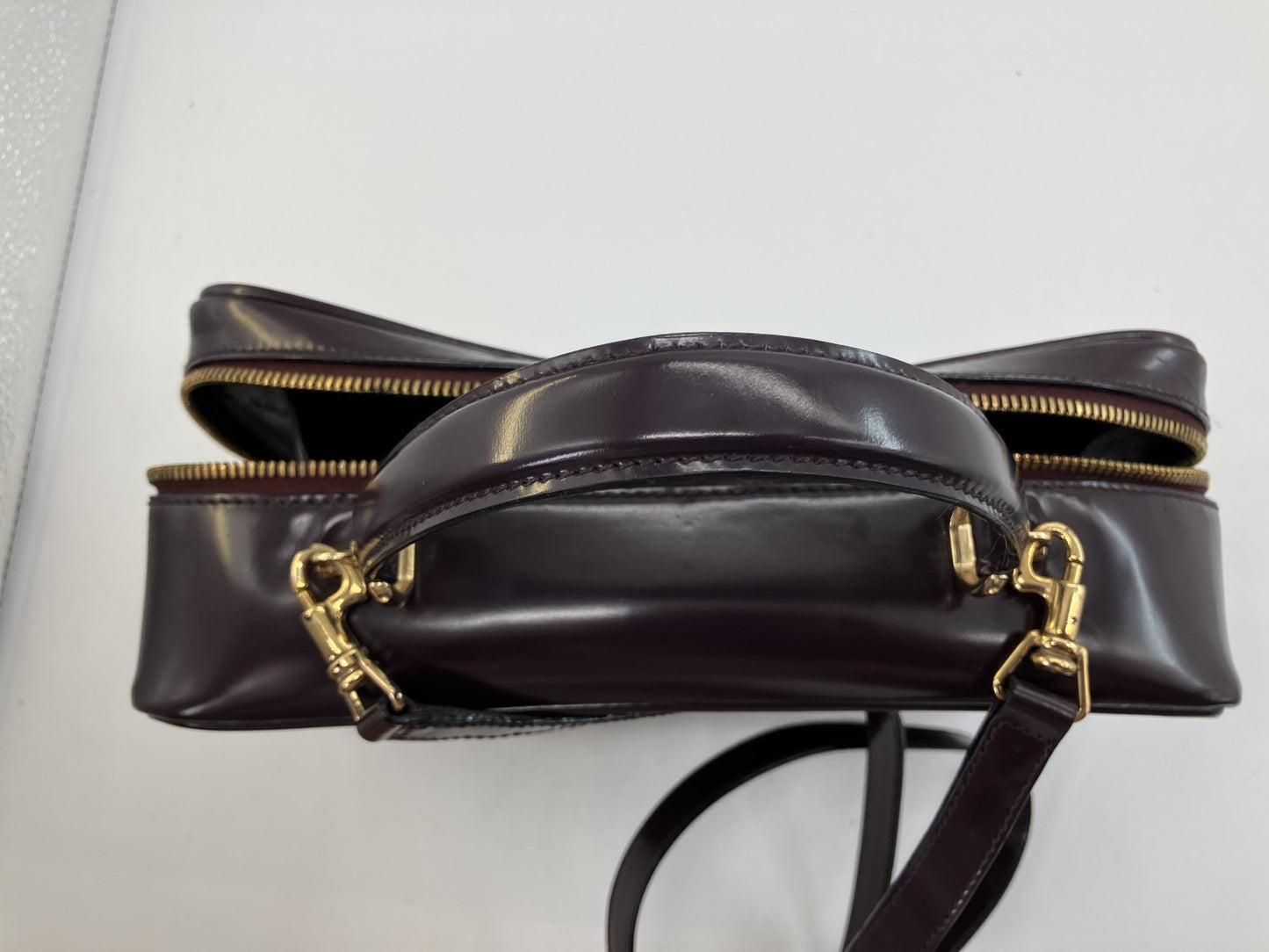 Gucci Vintage Burgundy Leather 2Way Shoulder Hand Bag Bamboo Italy